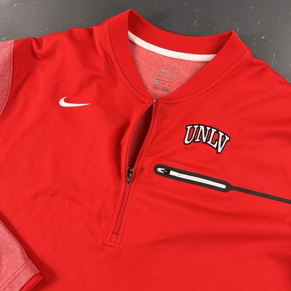 UNLV Rebels Jacket Mens 2XL Red Heathered Sleeves 1/8 Zip Performance Golf Nike